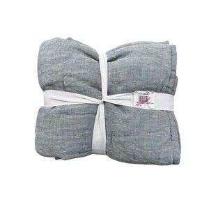 NEW Pottery Barn Belgian Flax Linen King Sham~Chambray Blue Pillow Cover